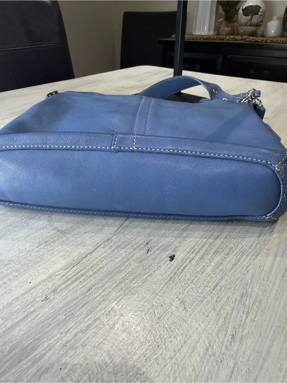 Vintage Y2K Coach Dusty Blue Legacy Leather Crossbody Hobo Bag - Picture 9 of 12